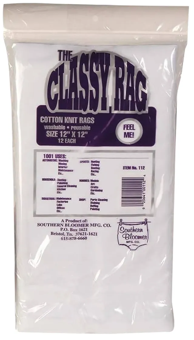 Southern Bloomer Cotton Knit Rags, 12x12, 12-Pack - SBC