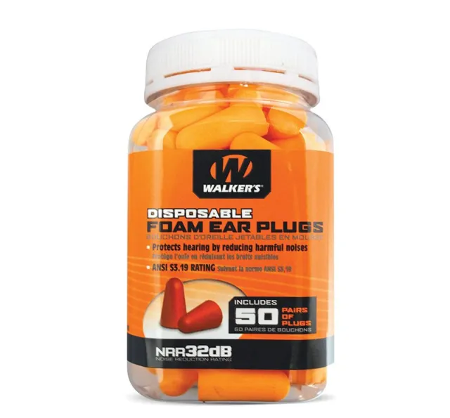 Walker's Foam Ear Plugs 32dB Jar 50/ct - Walker's