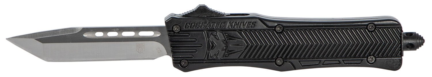 CobraTec SBCTK-1STNS 2.75" Tanto Plain Edge OTF Knife, D2 Steel, Black Handle - CobraTec Knives