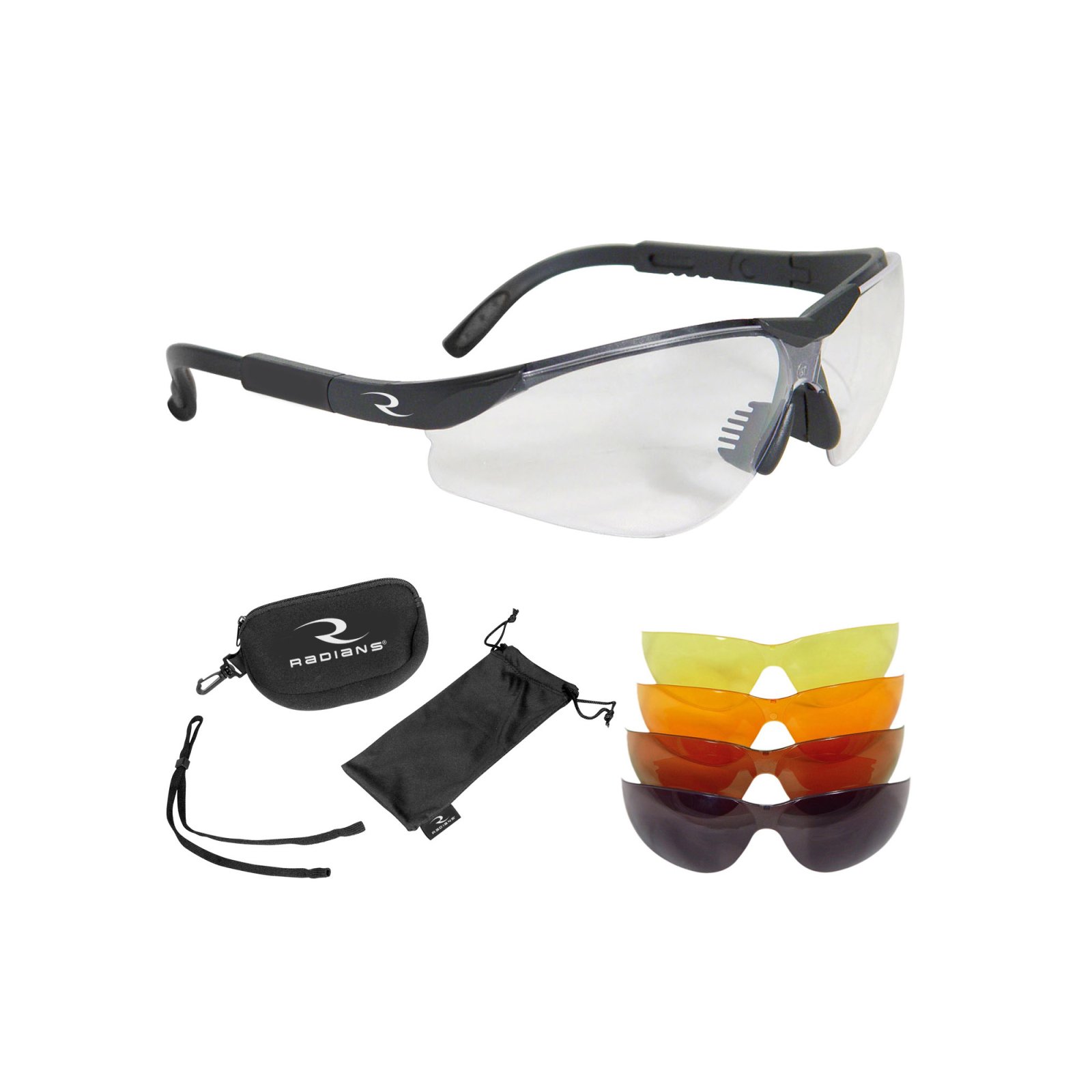Radians T85RC Shooting Glass Kit Polycarbonate Black Frame 5 Lenses - Radians
