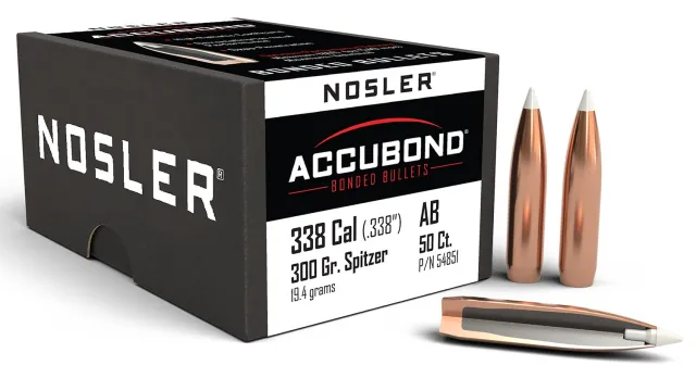 Nosler AccuBond .338 Caliber 300 Grain Spitzer Point 50 Count Box - Nosler - 338 Caliber