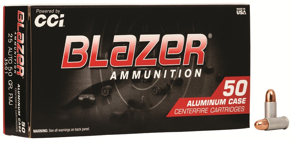 CCI Speer Blazer 25 ACP 50 Grain Total Metal Jacket Ammo 50 Round Box 3501 - CCI - 25 ACP