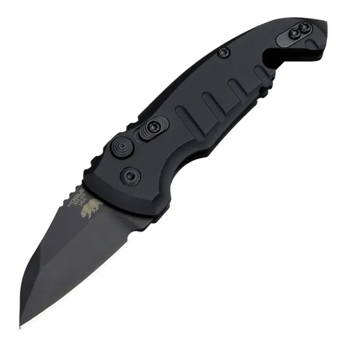 Hogue 24146 A01-Microswitch 1.95" Folder Wharncliffe Blade Black Finish Alum Frame - Matte Black - Hogue