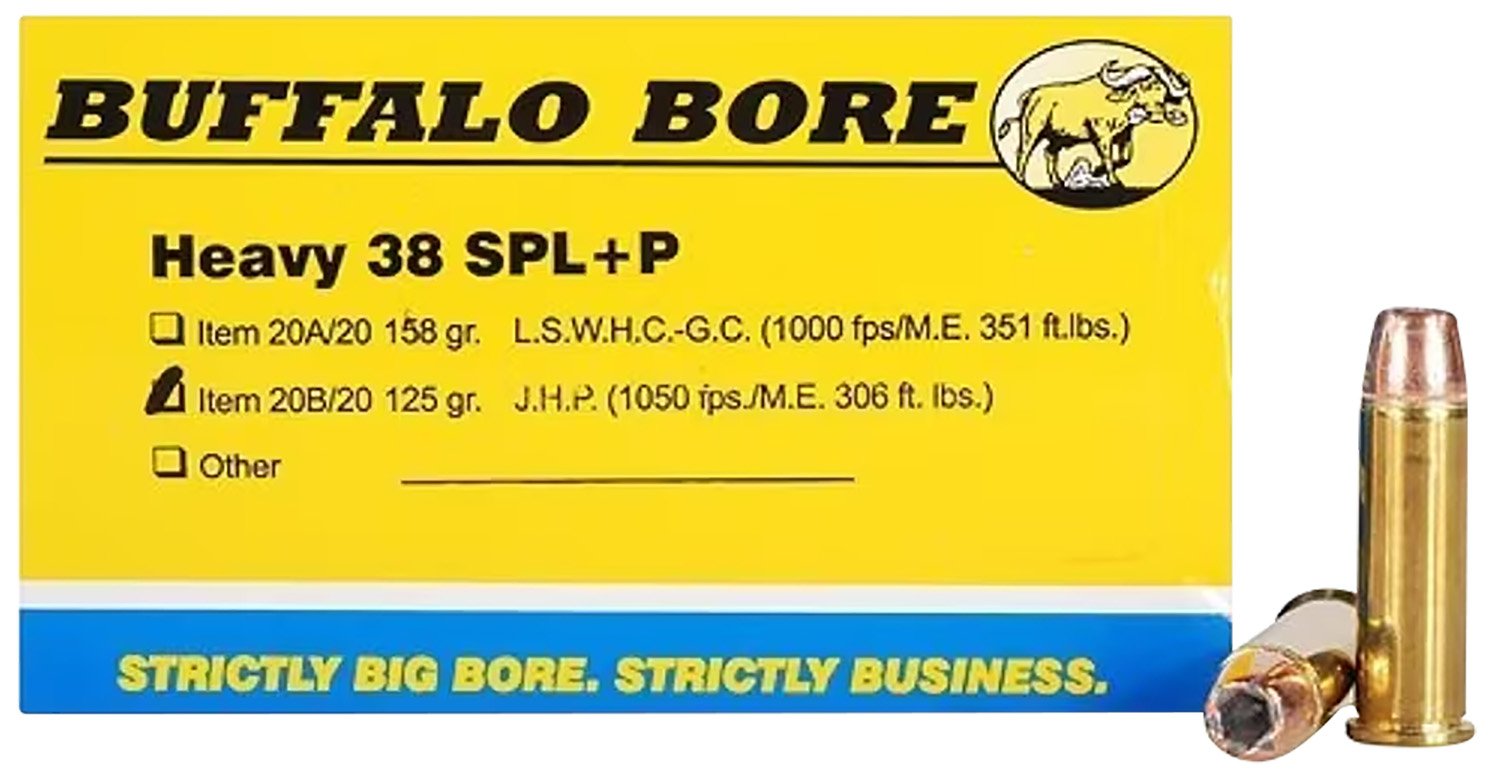 Buy Buffalo Bore 20B20 .38 Special +P 125gr JHP Ammo 20 Rounds online
