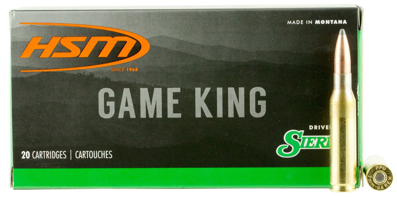 HSM 7MM087N 7mm-08 Rem 140gr Sierra GameKing Spitzer BT 20/Box - HSM Ammunition - 7mm-08 Rem