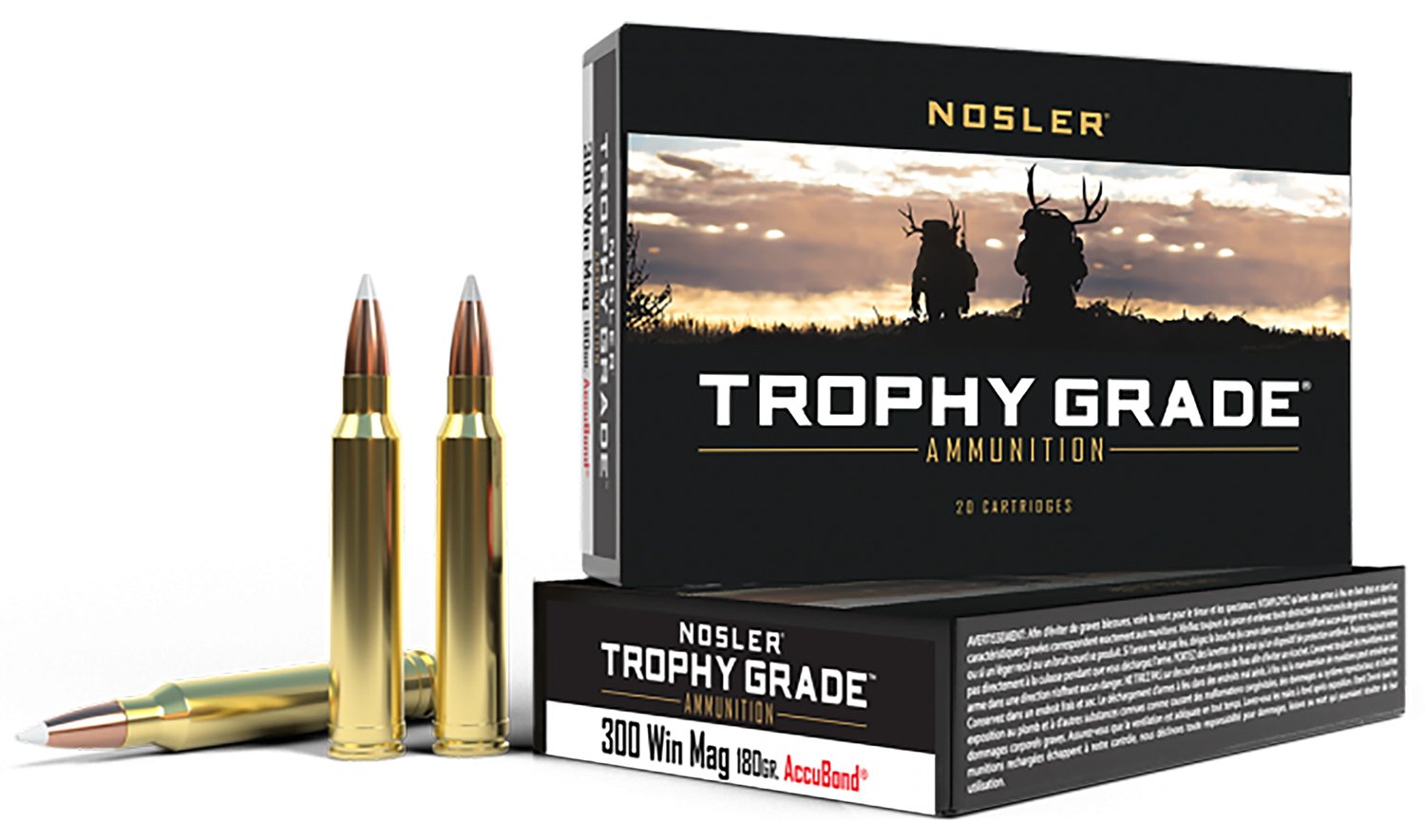 Nosler 60059 Trophy Grade Hunting 300 Win Mag 180 gr AccuBond 20 Per Box/ 10 Cs - Nosler - 300 Win Mag