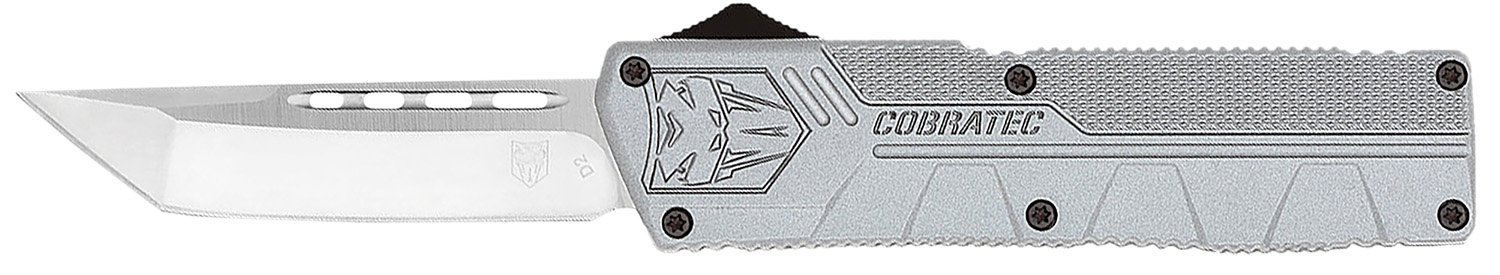 CobraTec Knives Lightweight OTF Knife GYCTLWTNS 3.25 In D2 Tanto Grey - CobraTec Knives