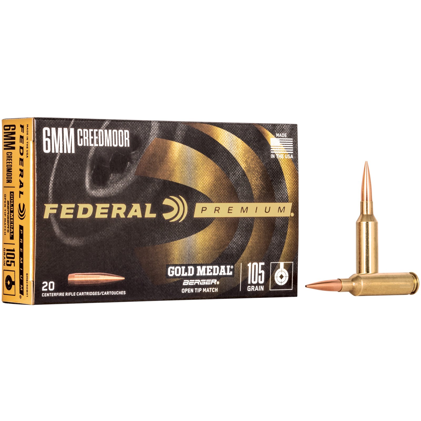Federal Premium GM6CRDBH1 6mm Creedmoor 105 Grain Berger Hybrid 20 Rounds - Federal Premium Ammunition - 6mm Creedmoor