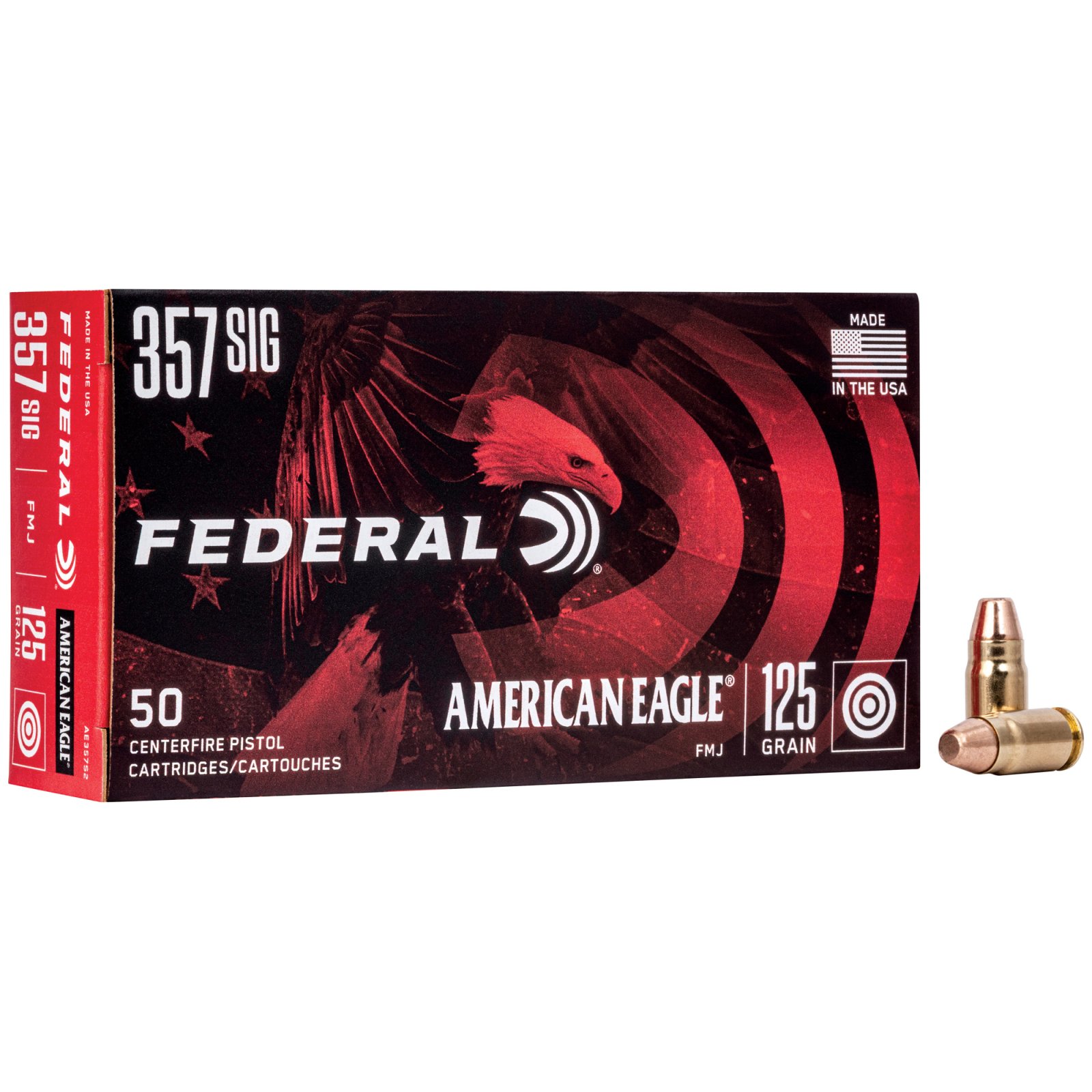 Federal Premium Ammunition AE357S2 357 SIG 125 Grain FMJ 50 Rounds - Federal Premium Ammunition - 357 SIG