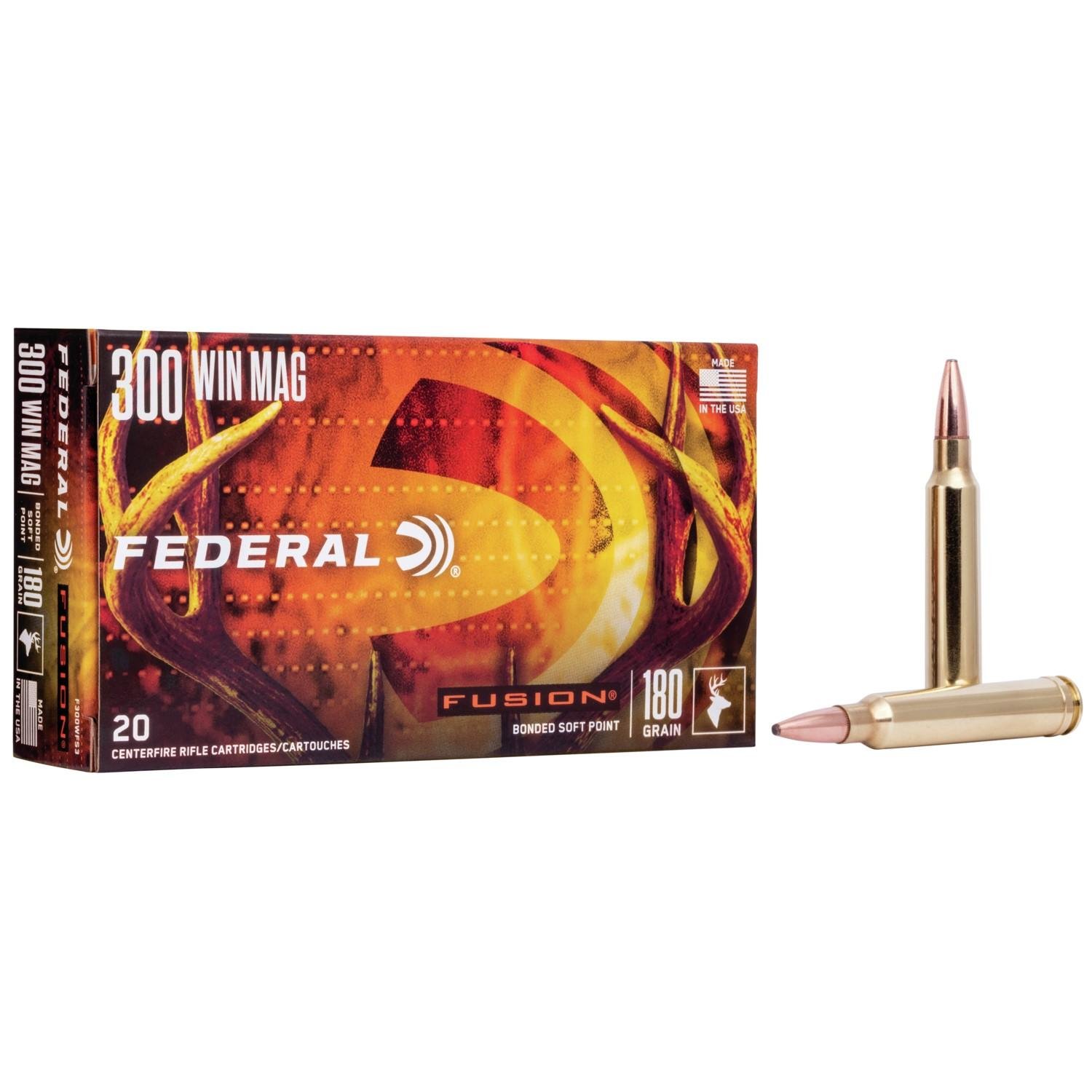 Federal Fusion F300WFS3 300 Win Magnum 180 Grain Soft Point 20 Rounds - Federal Premium Ammunition - 300 Win Mag