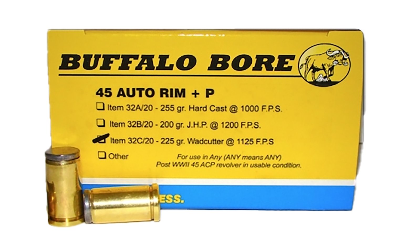 Buy Buffalo Bore 32C20 45 Auto Rim +P 225gr Wadcutter Ammo 20/Box online