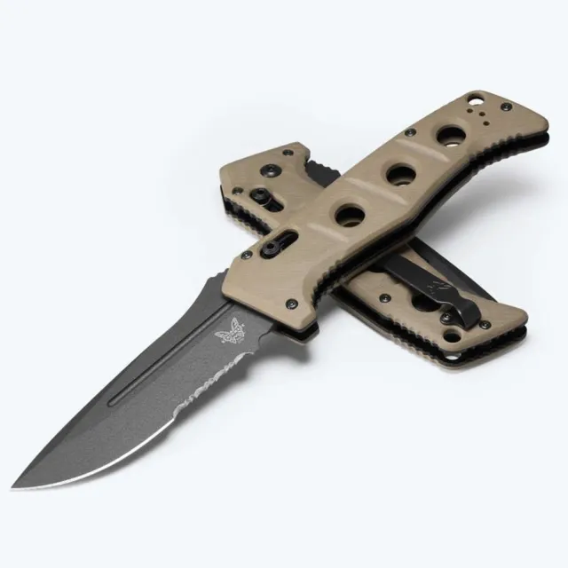 Benchmade Adamas AU/GY/PS 3.8" Tan G10 Scales