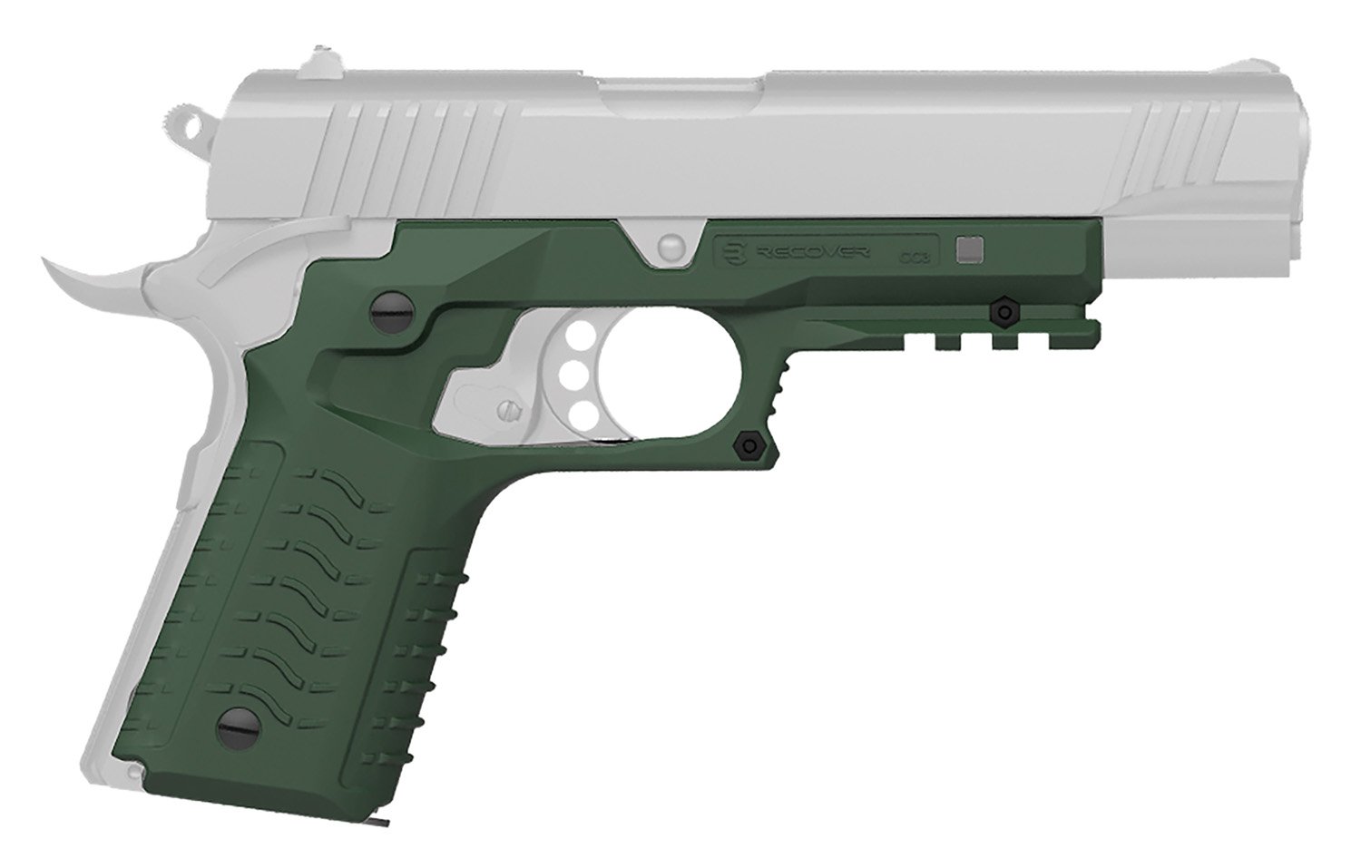 Recover Tactical CC3H-03 OD Green Grip & Rail System for 1911 Full Size - Recover Tactical