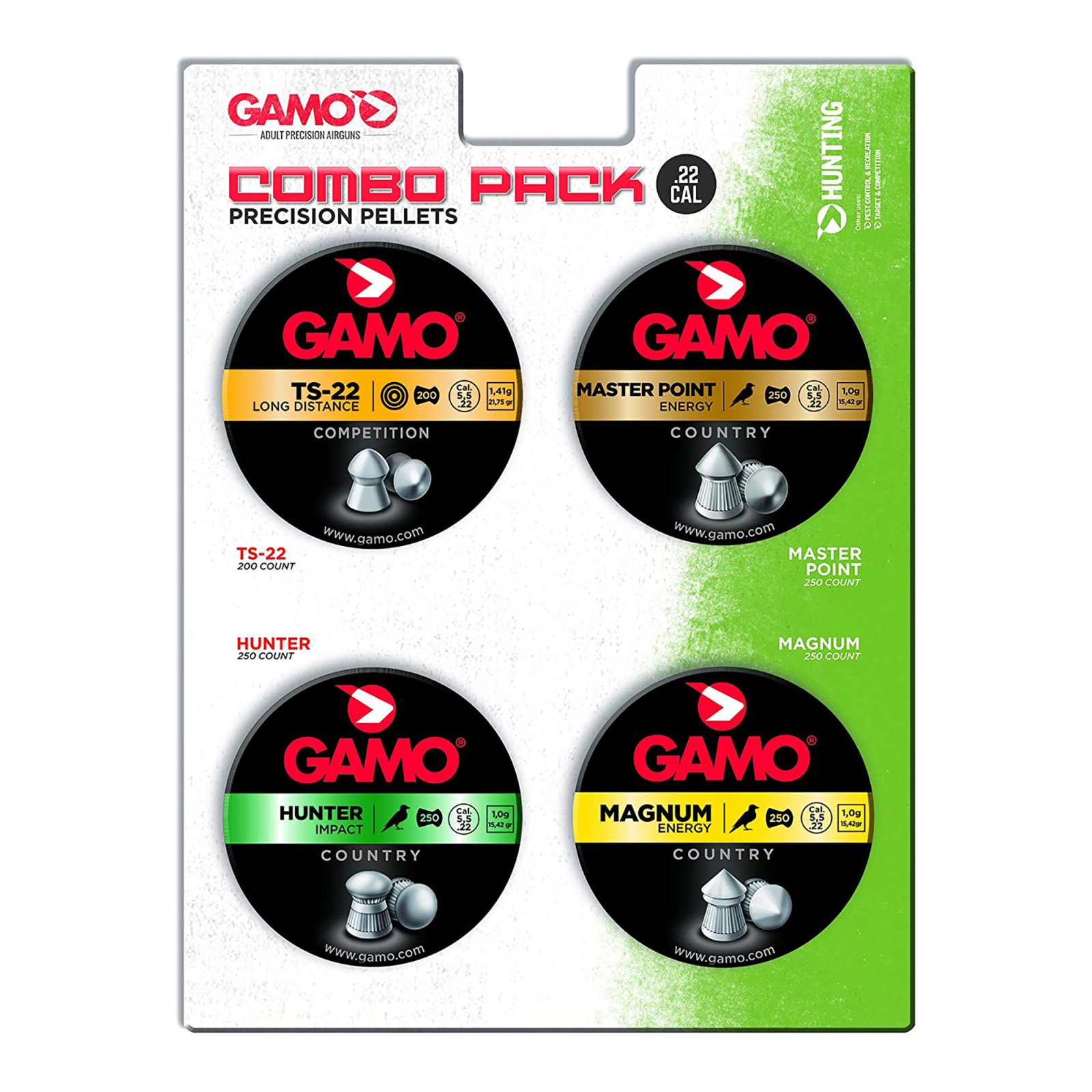 Gamo 63209295554 .22 Cal Combo Assortment TS-22 Hunter Mag & MP Pellets - Gamo USA - .22 PELLET