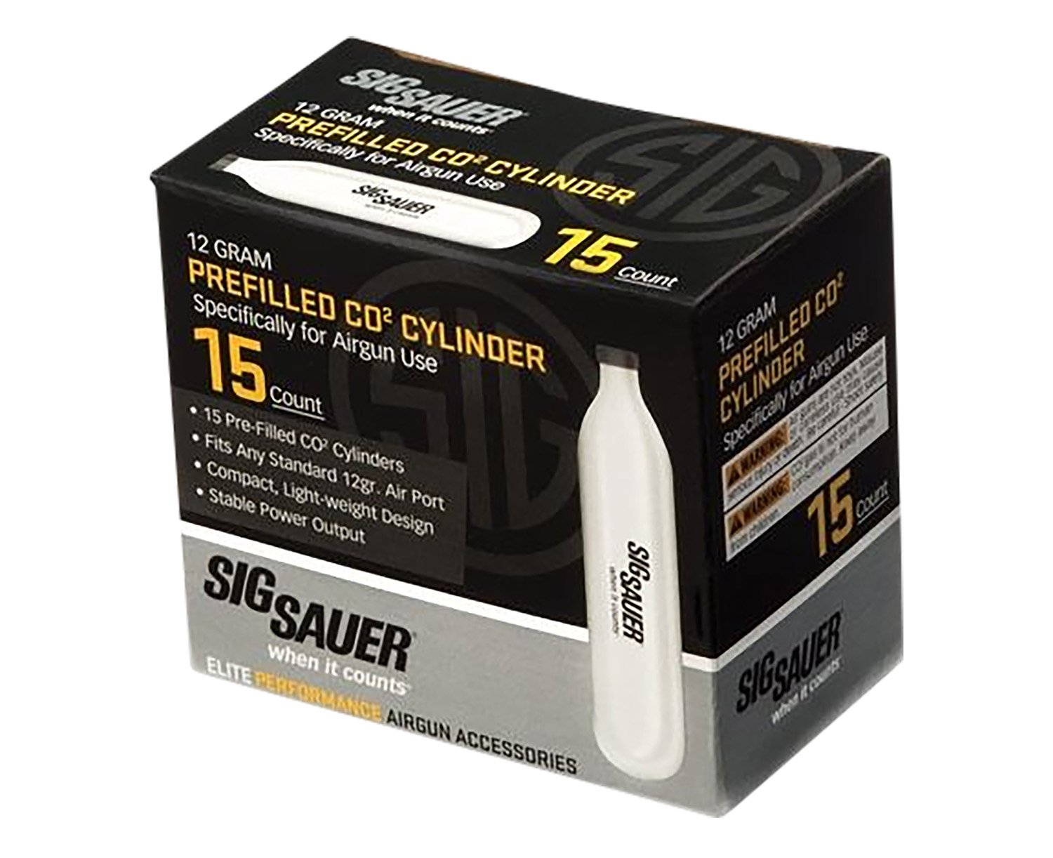 Sig Sauer AC1215 CO2 Cartridge 12 Gram 15 Pack Airgun Accessory - Sig Sauer - 12 GRAM
