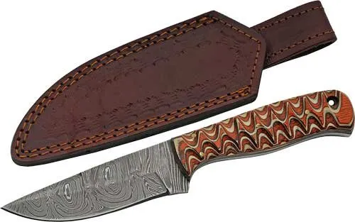 SZCO Supplies Rite Edge 4In Damascus Red Twisted Wood Knife