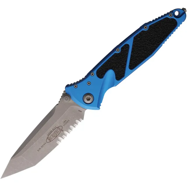 Microtech Socom Elite 161-11APBL 3.98 In Part Serrate Blue Alu Handle - MICROTECH for sale at Iron and Lace