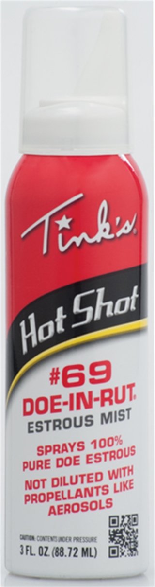 Tink's Hot Shot #69 Doe-In-Rut 3oz Mist Spray W5310 - 100% Natural Doe Urine, Non-Carded, Long-Range Attraction - TINK'S SCENTS