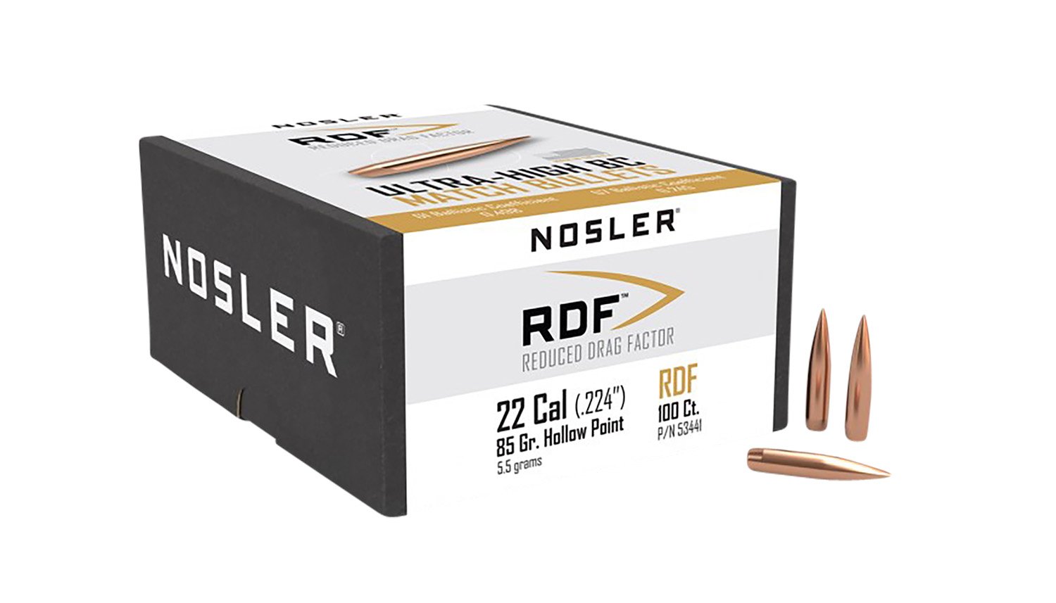 Nosler RDF .224 22 Caliber 85gr Hollow Point Boat Tail 100 Box - Nosler - 22 Caliber