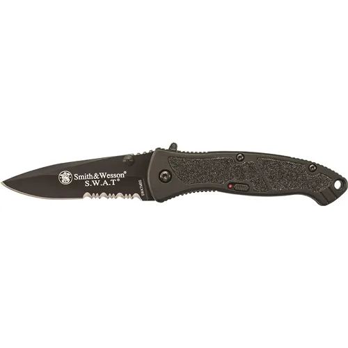 Smith & Wesson SWATMB Assisted 3.125 in Black Combo Blade Aluminum Hndl - Smith & Wesson