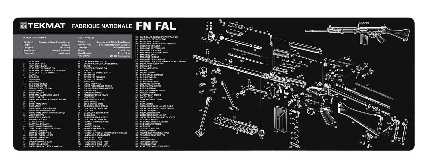 TekMat TEKR36FNFAL FN-FAL Gun Cleaning Mat 12"x36" Rubber Surface - TEKMAT - 12"X36"X1/8"