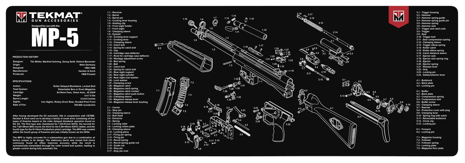 Buy TekMat TEKR36HKMP5 MP5 Gun Cleaning Mat 12"x36" Rubber Non-Skid Black online
