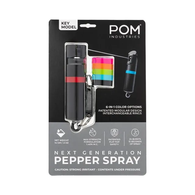 SCCY POM Pepper Spray 6-in-1 0.05oz Black Compact Keychain - POM Industries