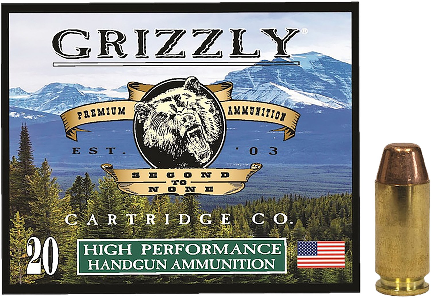 Buy GRIZZLY GC40SW5 .40 S&W 200gr FMJ Flat Point 20rd Brass Case online