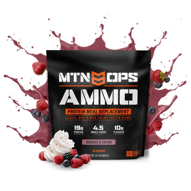 MTN Ops 3106430128 Ammo Whey Protein, Strawberries & Cream, 19g Protein