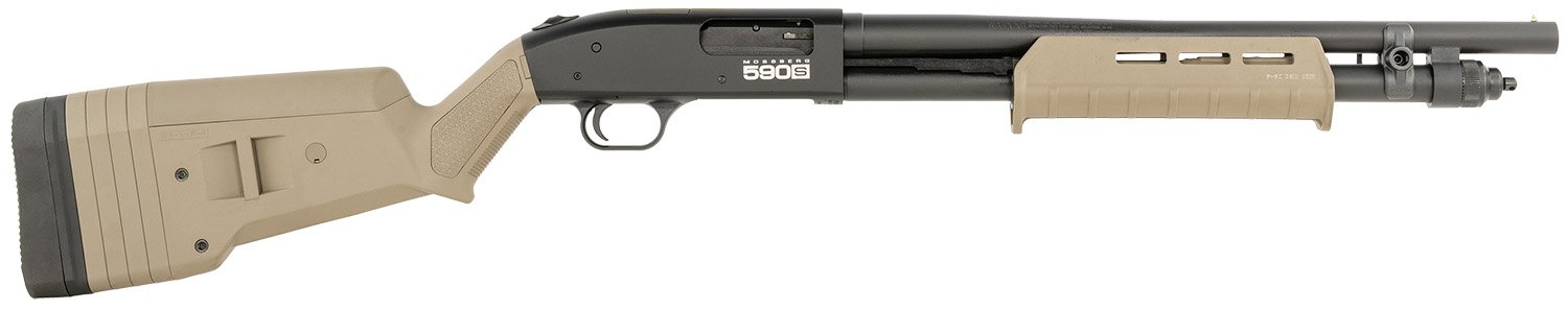 Mossberg 51608 590S Compact 12 Gauge Pump 3" 9+1 18.50" Drilled & Tapped Receiver Synthetic Stock - Mossberg - 12 GAUGE