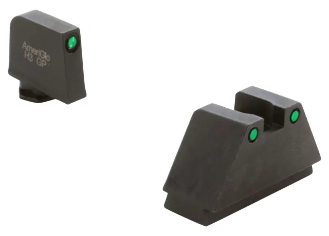 AmeriGlo GL815 Optic Sight Set Glock 3XL Tall Green Tritium Black Outline - AMER