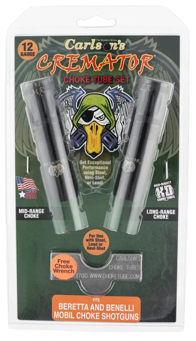 Buy Carlson's 11612 Cremator Choke Tubes, 2-Pack, Mid-Range & Long Range, 17-4 Stainless Steel, Non-Ported, Benelli/Beretta MobilChoke 12 Gauge online