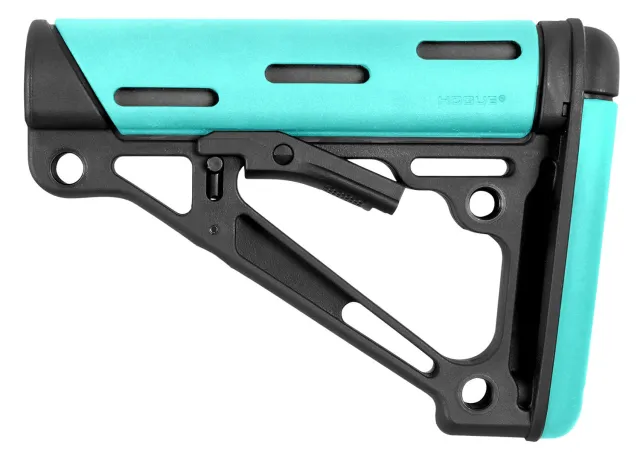 Hogue 13440 OverMolded Collapsible Buttstock Aqua/Black for AR-15 M16 - Hogue