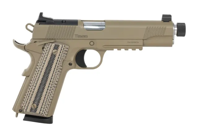 Tisas 1911 Raider 45 ACP 5.5 In Threaded FDE Cerakote Optics Ready 8+1 - Tisas USA - 45 ACP for sale at Smoke Wagon Firearms