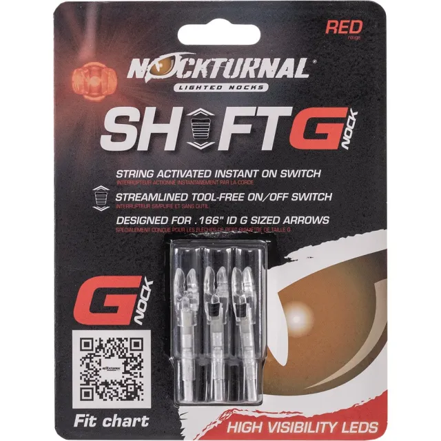 Nockturnal NT-813 Lighted Nocks Red G 3pk, Bowstring-Activated, .166 ID - Nockturnal