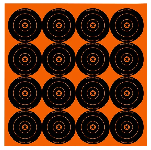 Birchwood Casey Big Burst 3" Self-Adhesive Bullseye Targets - 48 Targets - GSM Outdoors - 3"