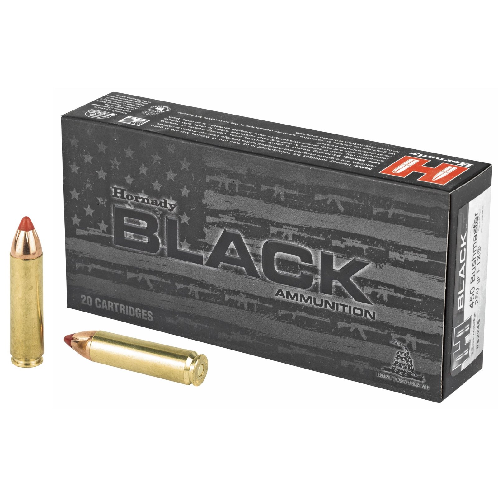 Hornady 82246 Black 450 Bushmaster 250 Grain FTX 20 in Box - Hornady Manufacturing Company - 450 Bushmaster