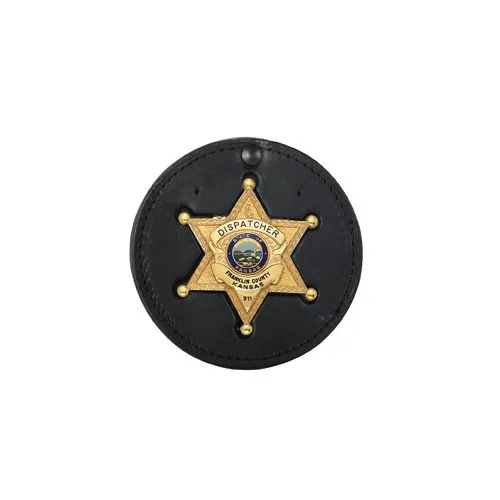 Boston Leather 3 Circle Recessed Badge Holder with Clip