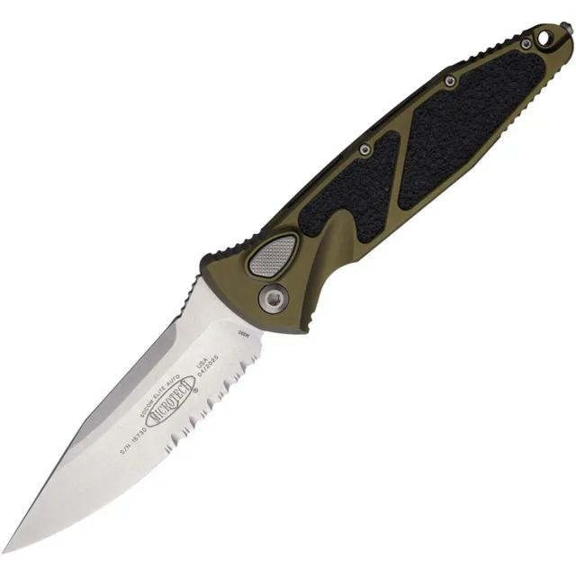 Microtech 160A-11OD SOCOM Elite 3.98 In Auto Partial Serrated Stonewash OD Green - MICROTECH for sale at Iron and Lace