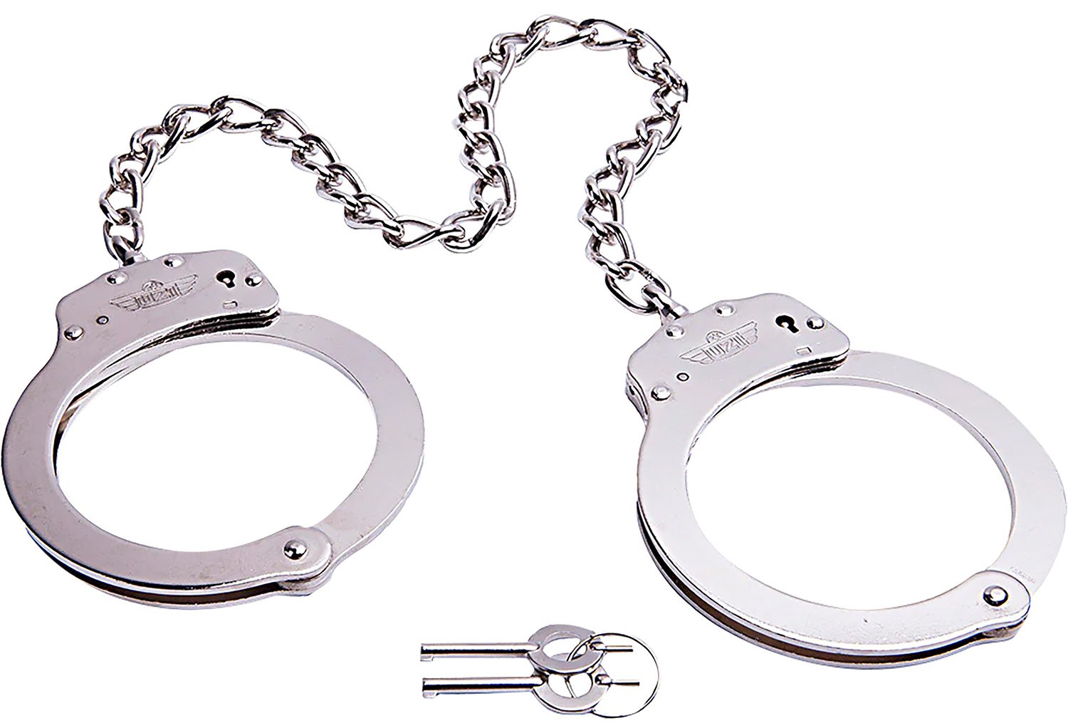 Buy UZI 16" Twist Chain Leg Iron Cuffs Silver - Double-Lock, 23 Positions online