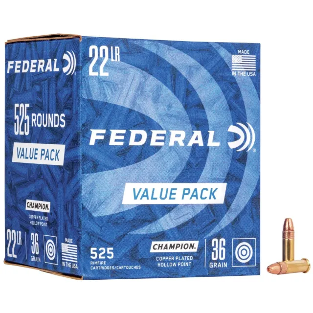 Federal 745 22LR 36 Grain Copper Plated Hollow Point 525 Rounds