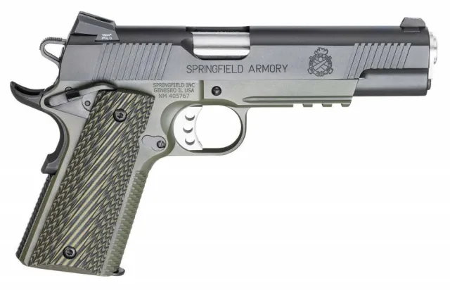 SPRINGFIELD 1911-A1 OPERATOR MC NS HGA 45 AUTO 5 IN BBL OD/BLK G10 GRIPS W/RANGE BAG 2/MAG