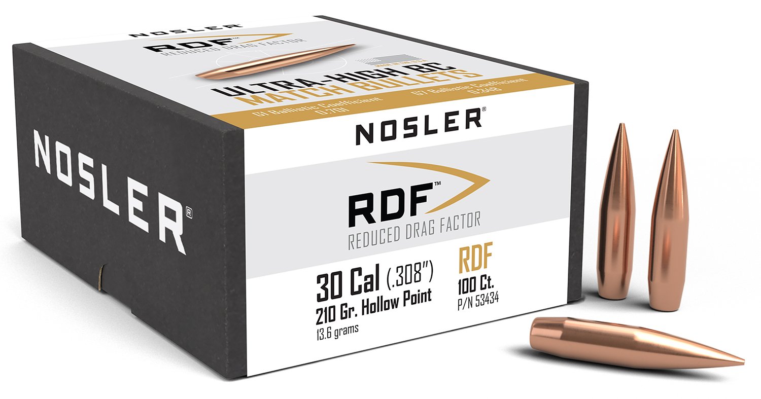 Nosler RDF Match .30 Caliber .308in 210 Grain Hollow Point Boat Tail - Nosler - 30 Caliber