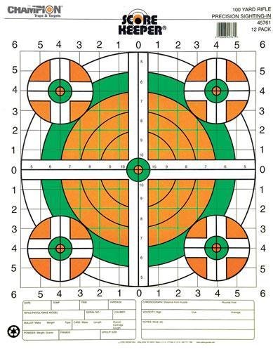 Buy Champion Scorekeeper Targets Fluorescent Orange & Green Bull - 100 yd. Rifle Sight-In 100/Pack online