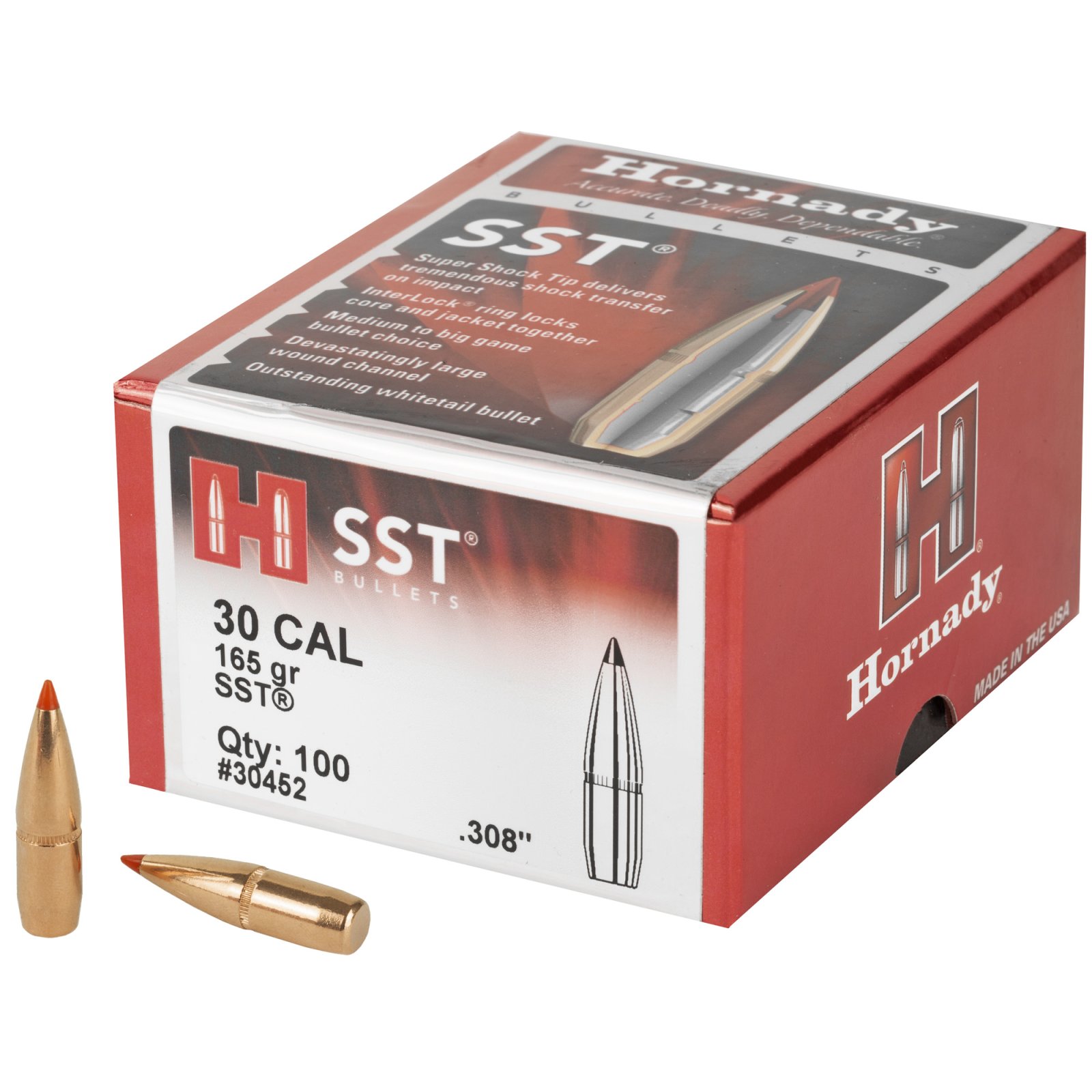 Hornady SST Hunting 30 Caliber .308 165 gr Super Shock Tip - Hornady Manufacturing Company - 30 Caliber