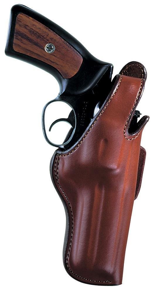 Bianchi Model 5BHL Thumbsnap Holster - S&W 34 Kit Gun 4 - Right Hand - Plain Tan - Premium Leather - Adjustable Rear Sight Protection - Bianchi