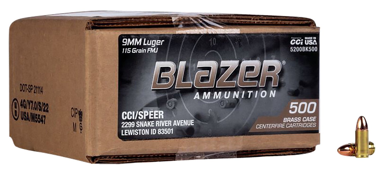 Buy CCI 5200Bk500 Blazer Brass Handgun 9Mmluger 115Gr Full Metal Jacket 500 PER online