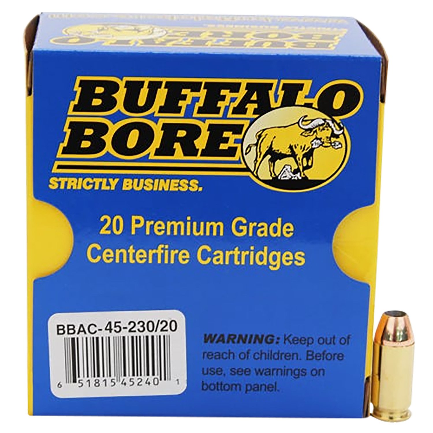 Buy Buffalo Bore 4523020 .45 ACP +P 230gr JHP Ammo 20 Rounds online