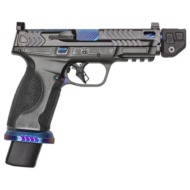 USED Smith & Wesson PC M&P 9 Metal HD Spec Series V Handgun 9mm Luger 23rd Magazine 4.9 Barrel w/Compensator Tall Night Sights Gray