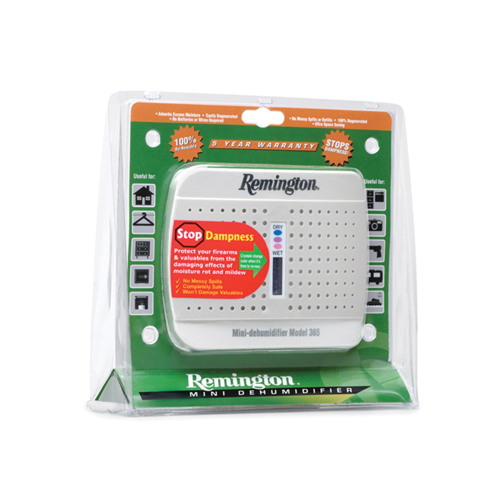 Remington 365 Mini Dehumidifier - Rechargeable, Compact, 10-Year Lifespan, 333 Cubic Feet Coverage, Child & Pet Safe - Remington Arms Company, LLC